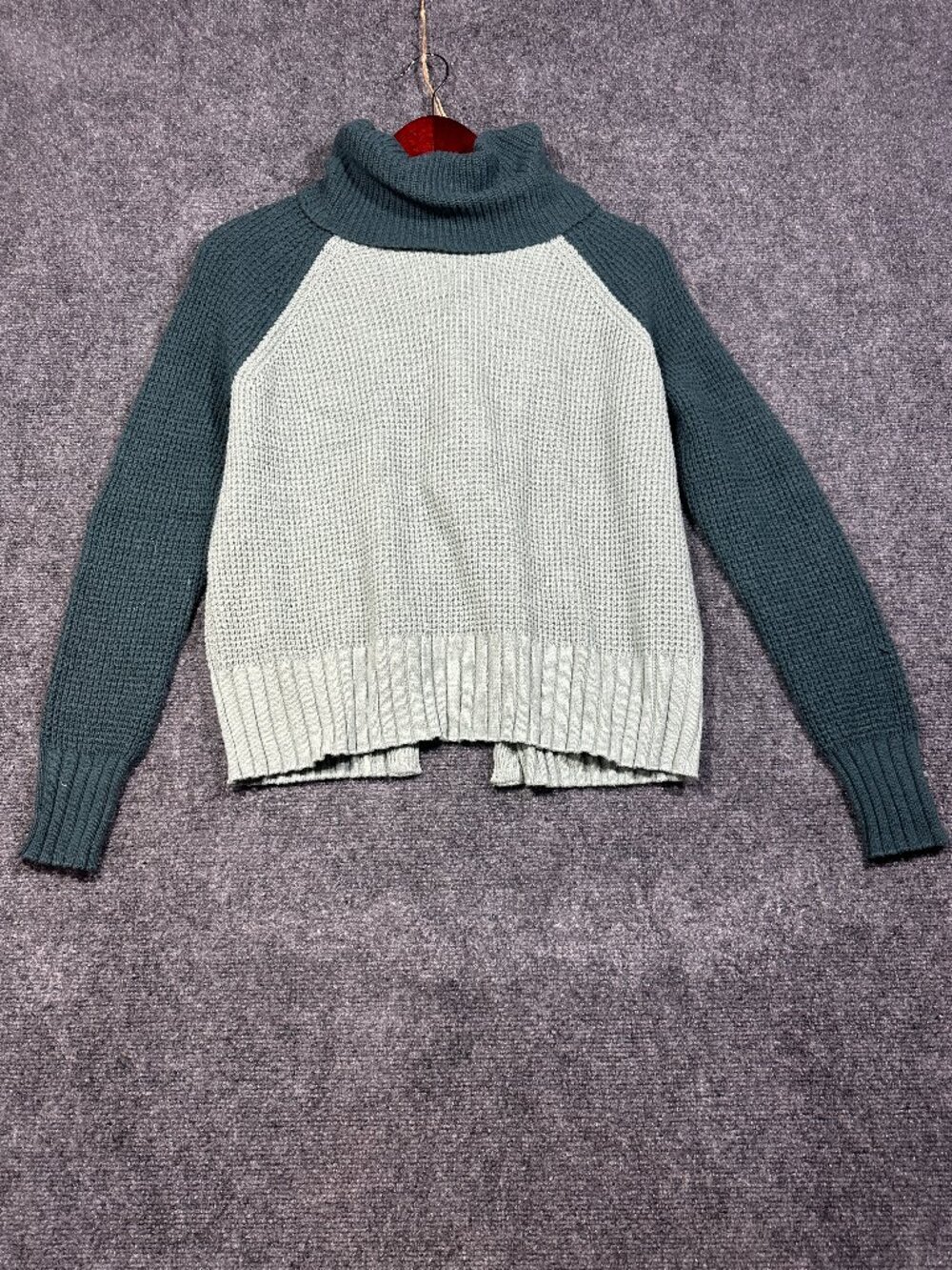 Madewell Sweater Womens XXS Colorblock Eastbrook Turtleneck Cross Back Green NEW